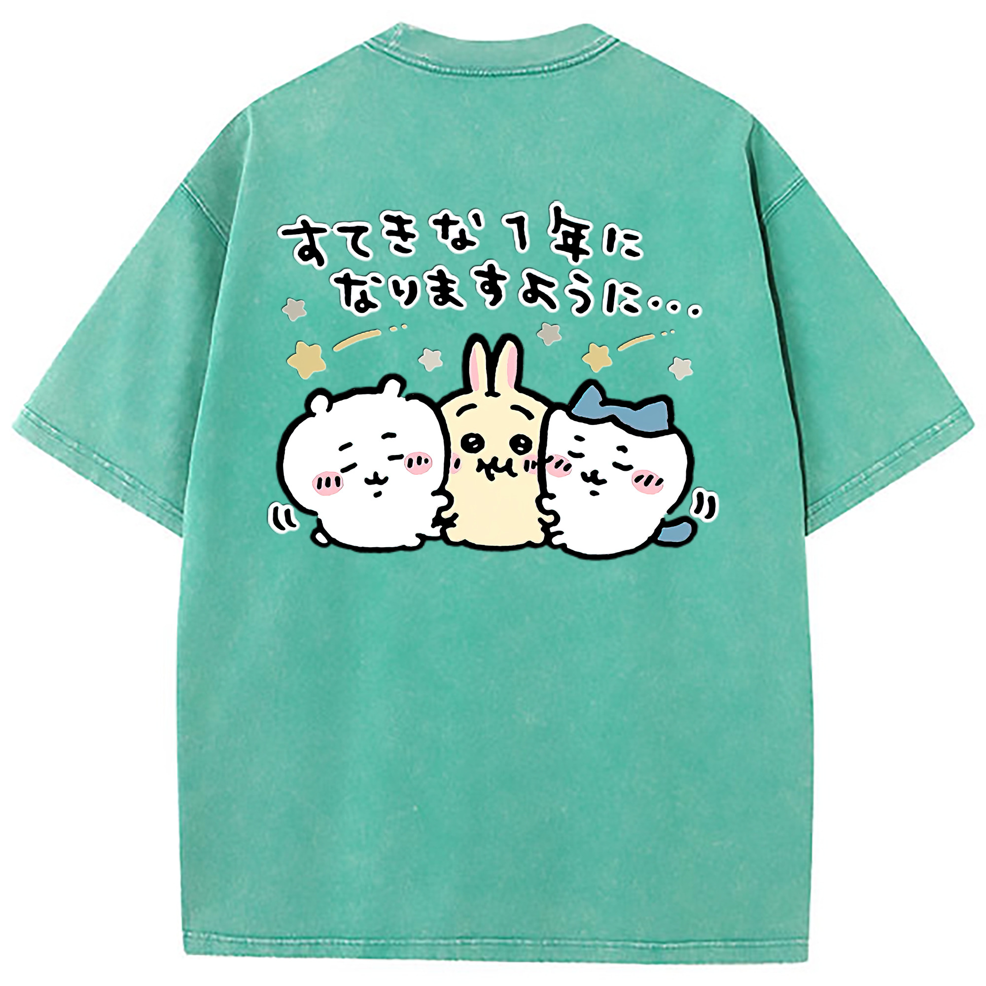 （画像用） ちいかわ ちいかわ Chii-kawa chiikawa 綿100% ヴィンテージ風 半袖Tシャツ（背面プリント）